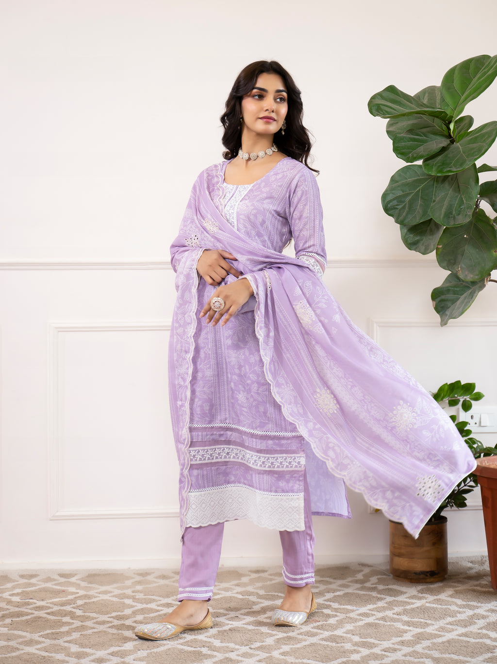 MISHNEE FASHION Women Linen Blend Kurti Pant Dupatta Set