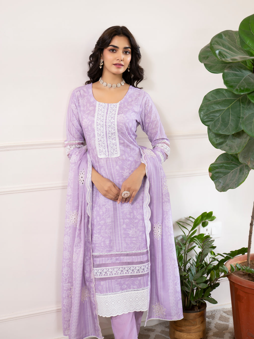 MISHNEE FASHION Women Linen Blend Kurti Pant Dupatta Set